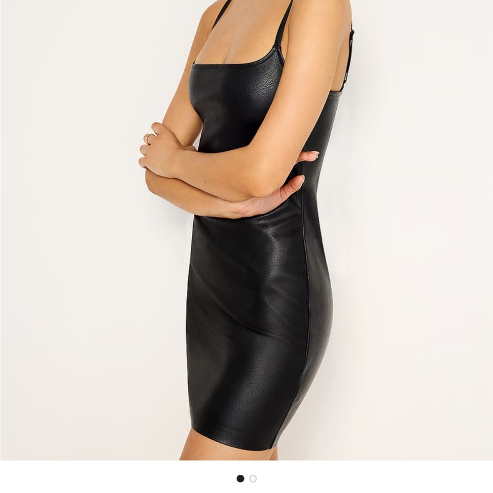 Good American Black Bodycon Mini Dress with Spaghetti Straps and Square Neck